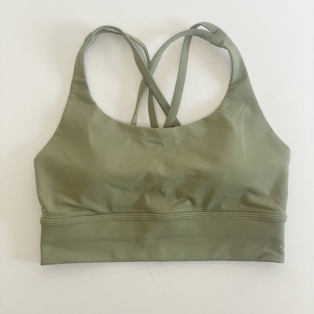 Lululemon Energy Bra Long Line Rosemary Green size 6 NWOT